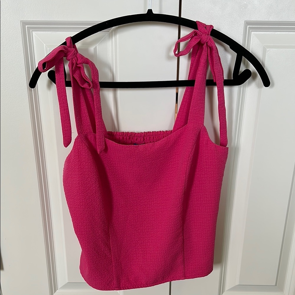 Old Navy Pink Fitted Tie Front Camisole